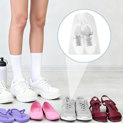 200pcs Dust Proof Shoes Bag Travel Shoe Bags, Non Woven Fabric Handbag Dust Bag, Drawstring Shoe Covers Shoe Bags for Storage Travel Breathable Pouch Portable Storage Organizer (11.81 x 15.75 Inch)