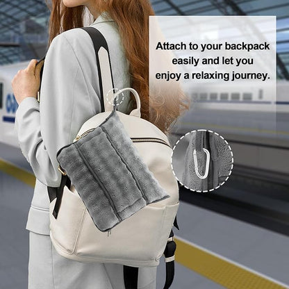 SOCHOW Travel Blanket for Airplane Train and Car, Soft Travel Blanket or Pillow 2 in 1 Compact with Portable Bag Pillowcase, Flight Blanket with Luggage Sleeve and Backpack Clip, Grey