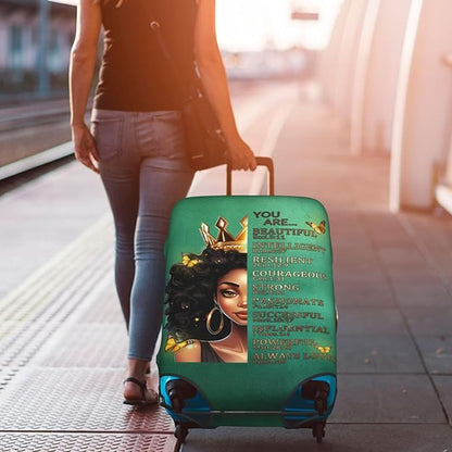 Luggage Cover Protector, Anti-scratch Suitcase Cover, Large, African American Woman, Black, Water Repellent, Easy Access Zippers