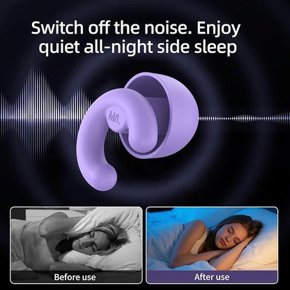 Ultra-Soft Noise Cancelling Ear Plugs, Reusable Silicone for Sleep Concerts Travel Office,33dB (NRR),Ergonomic Integrated Design Fit for Small Ear Canals Noise Sensitivity (Purple, 4 Pairs)