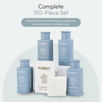 150 piece set | Hotel Soaps and Toiletries Bulk set | Airbnb Essentials for Hosts | Mini Travel Size Shampoo and Conditioner Sets | Bulk Travel Size Toiletries | Homeless Supplies Bulk Amenities