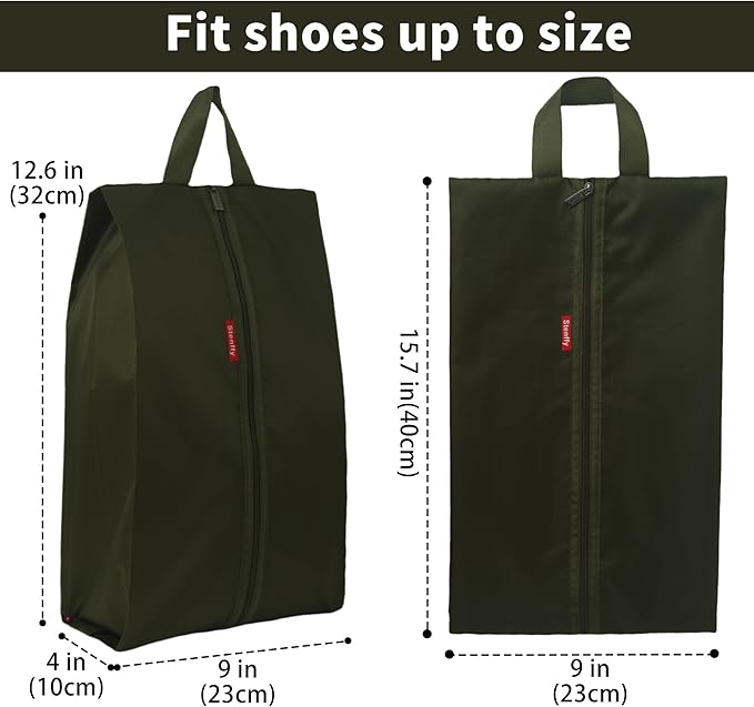 6pcs Portable Shoe Organizer, Travel Pouches with Zipper, Golf Shoe Bags, Clothes Bags, Soccer Cleats Bag, Shoe Pouch for Gym, Waterproof, Odor-Resistant (Dark Green)