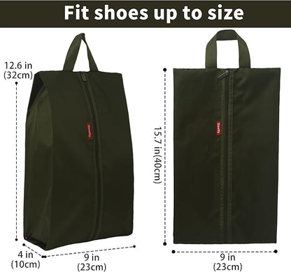 6pcs Portable Shoe Organizer, Travel Pouches with Zipper, Golf Shoe Bags, Clothes Bags, Soccer Cleats Bag, Shoe Pouch for Gym, Waterproof, Odor-Resistant (Dark Green)