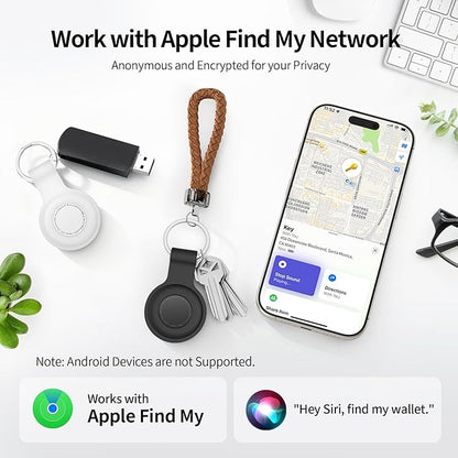 Air Tracker Tags 4 Pack, Bluetooth Smart Tag for Item Finder, Compatible with iOS Find My, Replaceable Battery & Long Battery Life, Item Locator for Keys, Luggage, Bags, Wallet with Key Chain