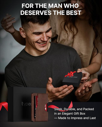 typecase Pop Up Wallet: Slim Wallet with Money Clip, Rfid-blocking, Minimalist, Small, Thin, Compact Card Case, Magnetic Bifold, Front Pocket Wallet, 9-13 Card Capacity, Mens Gifts Wallet - Brown