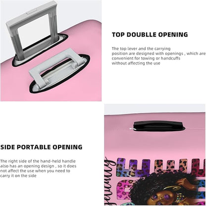 Travel Suitcase Protector African American Girl Elastic Protective Washable Luggage Cover With Concealed Zipper Suitable For 18-32 Inch(L (for 25-28 inch luggage))