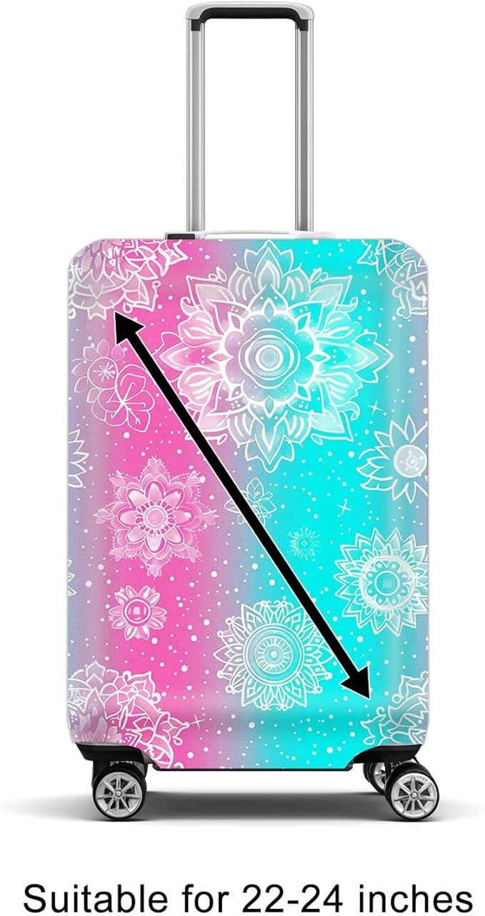 Gradient Mandala Luggage Cover Suitcase Protector Washable Anti Scratch Protective Sleeve Travel Accessories Baggage Covers Fits 22-24 Inch Suitcase Wraps and Covers for Luggage Essentials