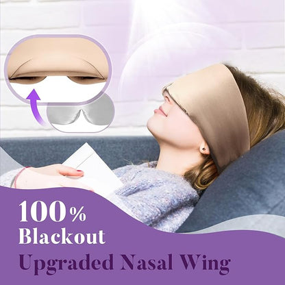 Satin Sleep Mask - Updated Design Light Blocking Eye Mask for Men and Women, Soft and Comfortable Night Sleeping Mask, Eye Cover for Travel/Sleeping (Camel)