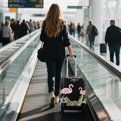 WUJIAONIAO Travel Luggage Cover Baggage Suitcase Cover Protector Skins 18-32 Inch (Flamingo A23, M (for 22-24 inch luggage))