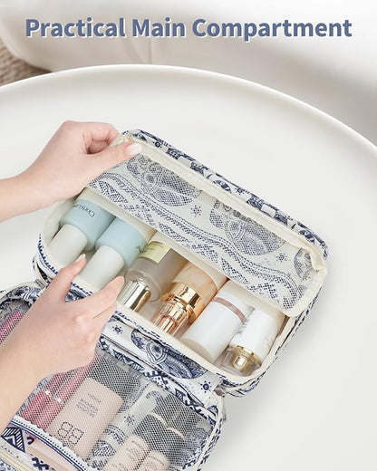 Narwey Small Hanging Travel Toiletry Bag for Women, Travel Bag for Toiletries, Makeup Bag Organizer Cosmetic Bags Make Up Bags for Girls