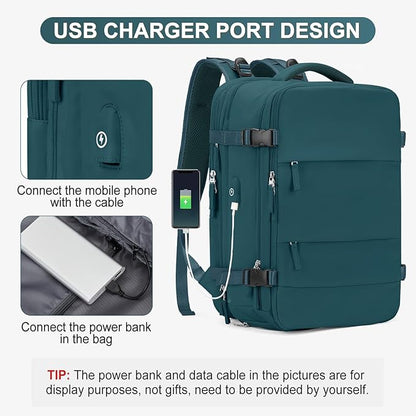 Casual Backpack Traveling Backpack, A-peacock Blue, Expandable, Travel Backpacks