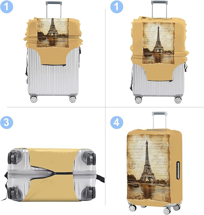 Luggage Cover Washable Suitcase Protector Anti-scratch Suitcase cover Fits 20-34 Inch Luggage (Tower-3, L(28-30inch suitcase))