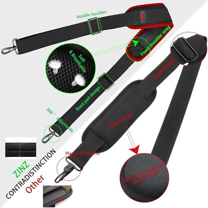 ZINZ Shoulder Strap 78" Universal Bag Strap with Ultra-Thick Fixed Padded and Dual Balanced Adjustable Buckles for Briefcase, Travel Bag, Sports Bags, Laptop Bag, Crossbody Bag - Wine Edge