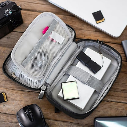 3Pcs Electronic Organizer Travel Cable Organizer Bag Pouch Portable Small Electronic Cable Pouch Electronics Accessories Organizer Travel Digital Storage Bag for Power Bank Charger Card, Black