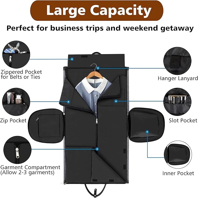 Convertible 2-in-1 Garment Bags for Travel, Carry On Garment Duffle Bag With Shoe Compartment Large Weekender Bag for Women Men Hanging Suitcase Suit Travel Duffel Overnight Bags 4pcs Set
