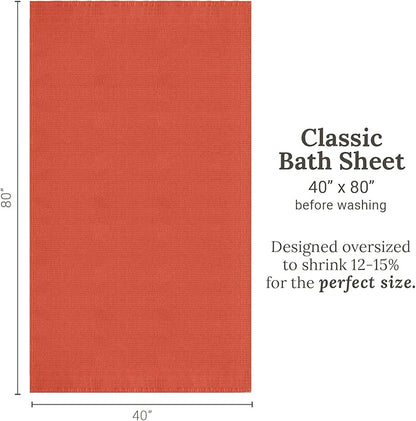GILDEN TREE Waffle Bath Sheet Large Bath Towels Quick Dry Thin Body Towels, 40x80 Oversized Bath Towels for Adults, 2 Pack Bath Sheet Set, Classic Style (Bright Coral)