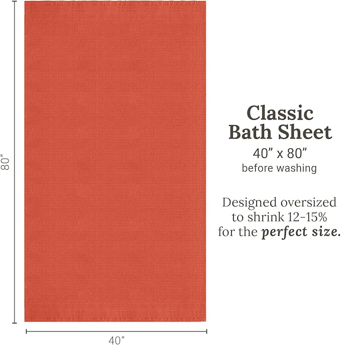 GILDEN TREE Waffle Bath Sheet Large Bath Towels Quick Dry Thin Body Towels, 40x80 Oversized Bath Towels for Adults, Classic Style (Bright Coral)