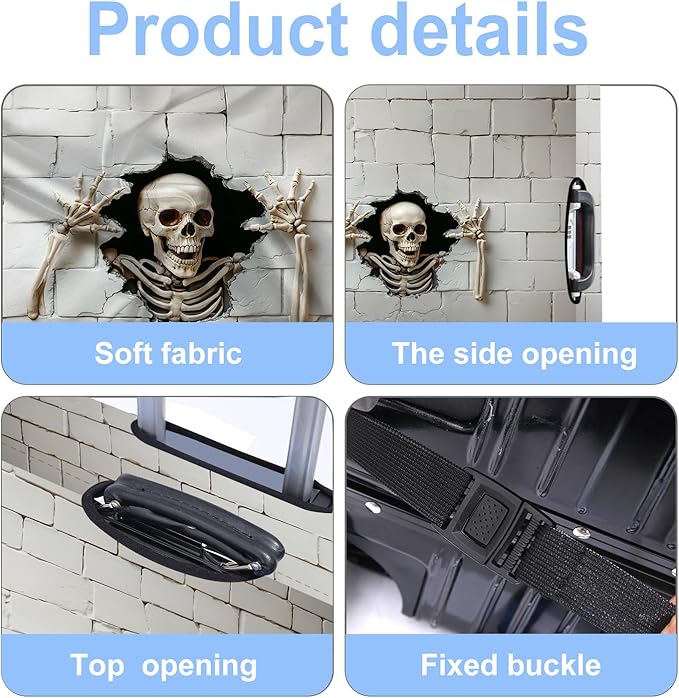 Luggage Cover Washable Suitcase Protector Anti-Scratch,Stretchable Fit for 20-34Inch Luggage Durable Travel Bag Cover with Zipper Closure (Skull, L(fits 28-30Inch suitcase))