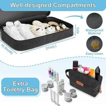 Duffle Bag for Travel, Expandable 50L Canvas Weekender Bag, Overnight Bag Travel Duffel Bag for Men Carry On Luggage with Removable Shoulder Strap, Durable & Water-Resistant