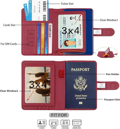 Melsbrinna Rfid Passport Holder for Travel women/Men, Cute Passport Wallet Rfid Blocking Card Slots, Rfid Passport Cover/CaseTravel Wallet, Passport Book Holder (1, Red3)
