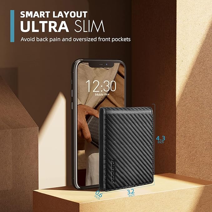 RUNBOX Wallet for Men Slim Rfid Leather 2 ID Window With Gift Box