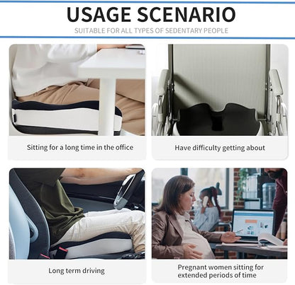 CXC Premium Seat Cushion: Orthopedic Memory Foam for Long Sitting - Tailbone Pain Relief | Extra Large Cooling Gel Chair Cushion for Office, Car, Wheelchair, Gaming | Desk Chair Comfort Ergonomic Pad