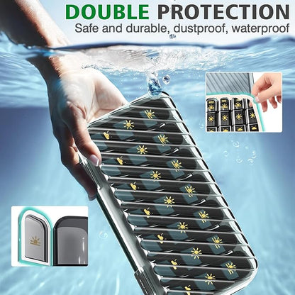 Weekly Pill Organizer 3 Times a Day, GloDeals Large Travel Pill Box 7 Day, Am Pm Three Daily Pill Case with Removable Medicine Container, Pill Holder for Vitamin, Supplement, Fish Oil, Black