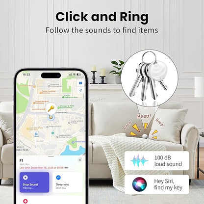 Air Tracker Tags-4 Pack, Smart Bluetooth Tracker Works with Apple Find My (iOS Only), Tracking Tag with Lanyard, Item Finder for Luggage, Key, Suitcases, Replaceable Battery(Not for Android Devices)