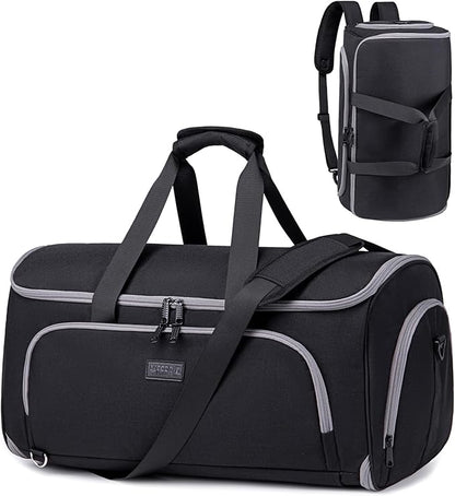 Convertible Garment Bags for Travel, 4 in 1 Duffle Bag for Travel 58L Capacity Carry on Garment Bag with Shoes Compartment Travel Garment Bag with Shoulder Straps Suit Bag for Men Women,Black