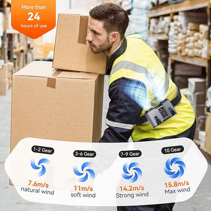 12000mAh Personal Waist Fan, USB Rechargeable Clip The Waist For Working,10 Speed & 23H Cooling and Heatstroke Prevention For Outdoor Travel Camping (gray, 12000mAh)