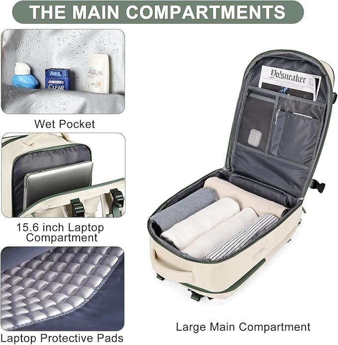 Large Travel Backpack For Women Men Airline Approved Carry On Backpack Flight Approved Waterproof Sports Luggage Backpack Casual Daypack Hiking Backpack