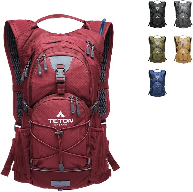 Teton Oasis/Trailrunner Hydration Backpack – Lightweight Water Pack with 2L/3L Bladder for Hiking, Running, Cycling, Biking – 2L/18L/22L Sizes – Sewn-in Rain Cover – Fits Men and Women