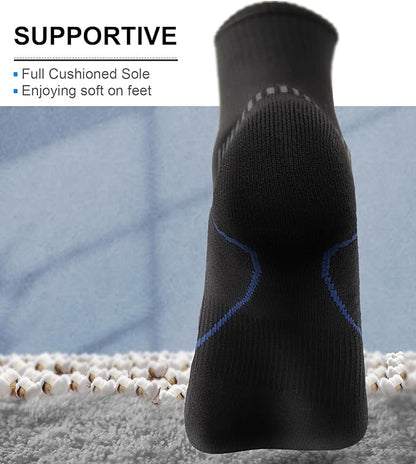 BULLIANT Compression Socks for Men 6Pairs, Athletic Crew Socks Cushioned For Men Sports Running-Arch Support