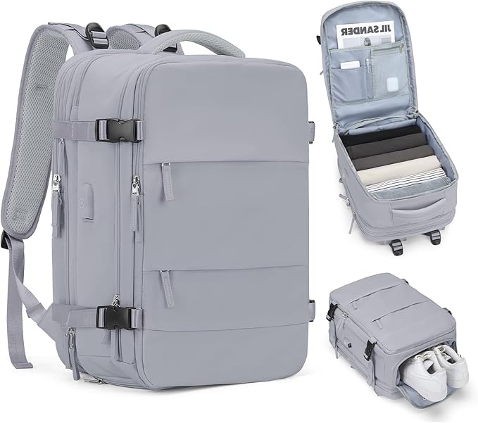 Expandable Backpack For Traveling On Airplane Carry On Backpack Flight Approved Personal Item Travel Backpack For Women Men Airline Approved Gym Bag With Shoe Compartment Travel Weekender Bag