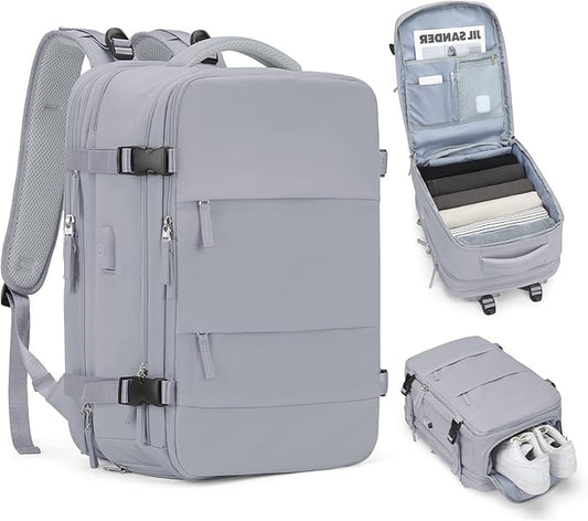 Expandable Backpack For Traveling On Airplane Carry On Backpack Flight Approved Personal Item Travel Backpack For Women Men Airline Approved Gym Bag With Shoe Compartment Travel Weekender Bag