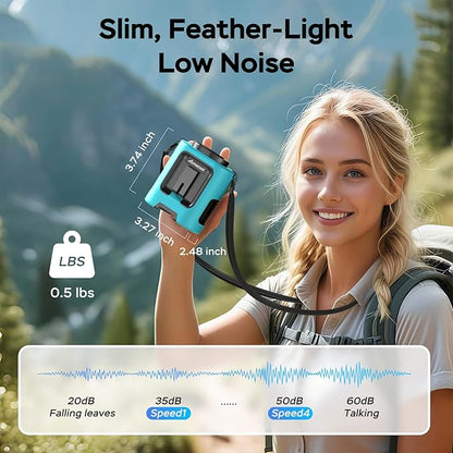 AMACOOL Mini Portable Waist Fan Clip on, 13000RPM 4-Speeds Personal Neck Fans, Up to 24H Battery Life, Rechargeable Wearable Shirt Belt Fan for Outdoor Work Jobsite Travel Camping, Gifts for Men