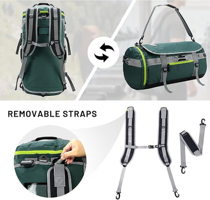 MIER Large Duffel Backpack Sports Gym Bag with Shoe Compartment, Heavy Duty and Water Resistant, Green, 90L