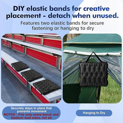 HiiPeak Inflatable Stadium Seat Cushion, Compact Hand Press Stadium Seats Pad Bleacher Seat Chair Cushion Pad for Airplane Travel Camping Backpacking Sports Events(Black)