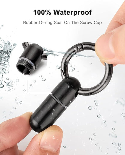 TISUR Tiny Keychain Pill Holder, Titanium Pill Case Waterproof Pill Fob for Travel Purse Pocket,Mini Pill Organizer Black