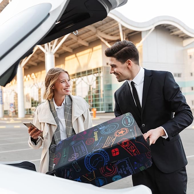 Sherr 3 Pieces Travel Luggage Cover Suitcase Protector Anti Scratch Suitcase Washable Baggage Covers(Vintage Theme,Medium/L/XL)