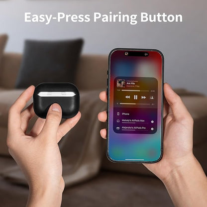 Belemay for AirPods Pro 2nd Generation Case, Compatible with MagSafe and Wireless Charging, Luxury Full-Grain Smooth Leather, Unique Patina, Comfort Grip, Compatible with Airpods Pro 2, Black