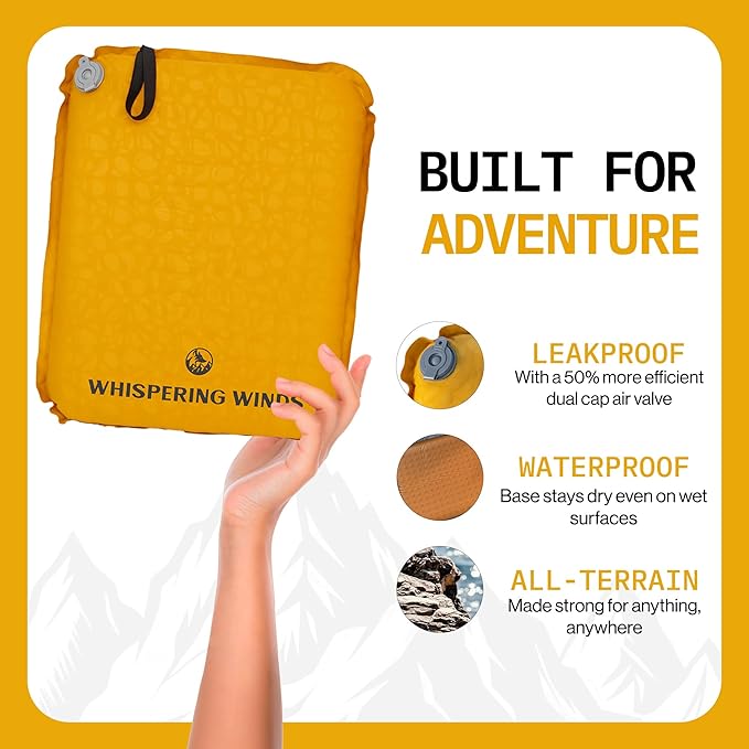 Whispering Winds Inflatable Seat Cushion - Comfortable Blow-up Foam Pad for Airplane, Travel, Stadium, Outdoors, Camping, Car & More