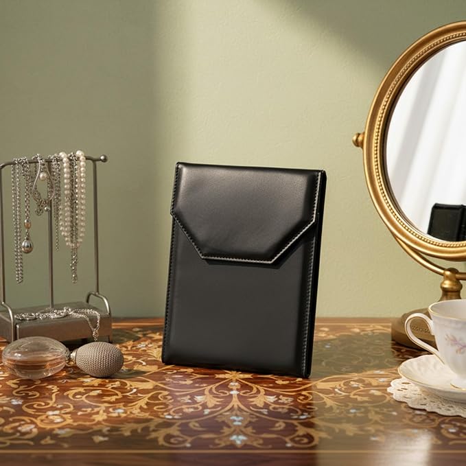 Kigeli 4 Pcs PU Leather Necklace Jewelry Display Folder 8x6 Inch Large Travel Jewelry Case Christmas Necklace Organizer Gifts for Woman