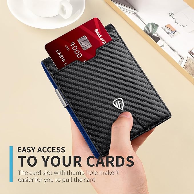 RUNBOX Mens Slim Wallet with Money Clip RFID Blocking Bifold Credit Card Holder for Men with Gift Box