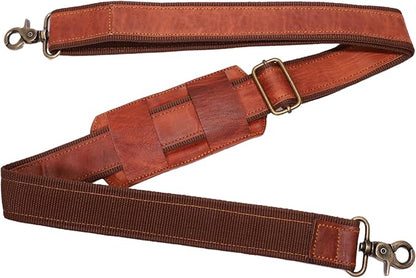 Adjustable Genuine Leather Shoulder Strap – Vintage Brown 60-Inch Comfort-Fit Padded Replacement with Heavy-Duty Swivel Hooks for Crossbody, Laptop, Messenger, Purse, Handbag, Duffel & Luggage Bags