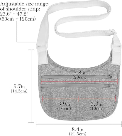 Travel Money Belt Cashsafe Anti Theft Travel Wallet, Fanny Packs for Passport Holder Hidden Under Clothes, Running Bag to Carry Phone Keys (Grey)