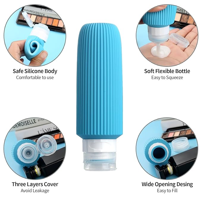 16 Pack Travel Bottles for Toiletries, Large 6oz Silicone Travel Containers, Leak Proof Refillable Liquid Shampoo And Conditioner Travel Essentials