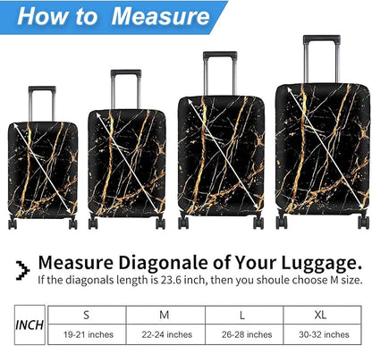 Luggage Cover Protector for 26-28 Inch Suitcases, TSA Approved Elastic Travel Suitcase Covers, Anti-Scratch Washable Luggage Sleeve for Carry On & Checked Bags, Black Marble