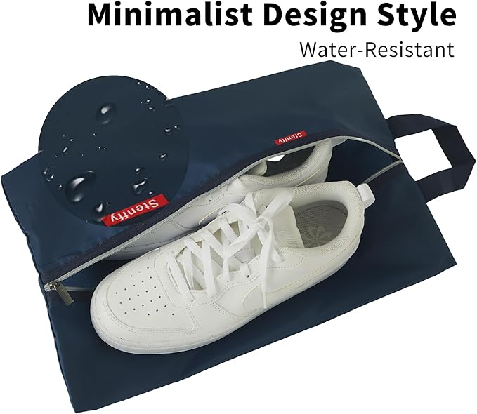 6pcs Portable Shoe Organizer, Travel Pouches with Zipper, Golf Shoe Bags, Clothes Bags, Soccer Cleats Bag Shoe Pouch for Gym, Waterproof, Odor-Resistant (Navy Blue)