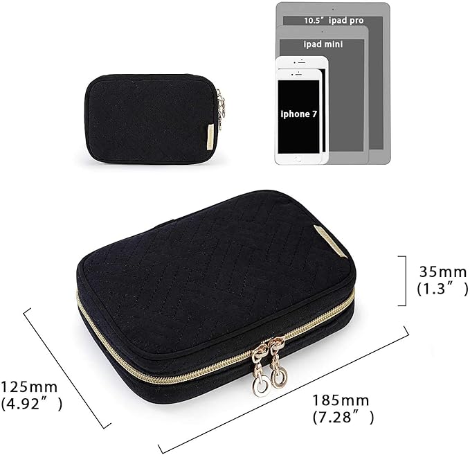 BAGSMART Travel Jewelry Organizer Case Small Jewelry Roll for Journey-Rings, Necklaces, Earrings, Bracelets, Black